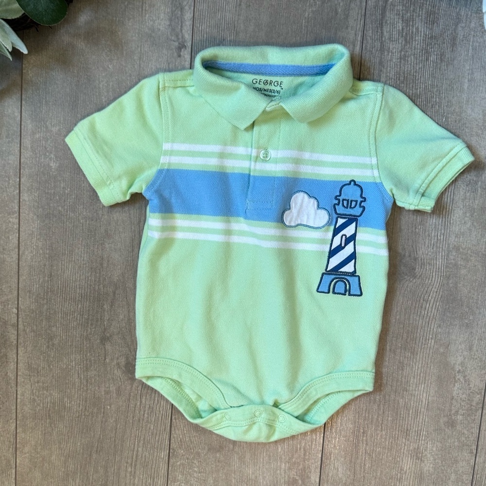 Vintage Baby Boy Lighthouse Romper One Piece Size 3-6 Months - Picture 2 of 11